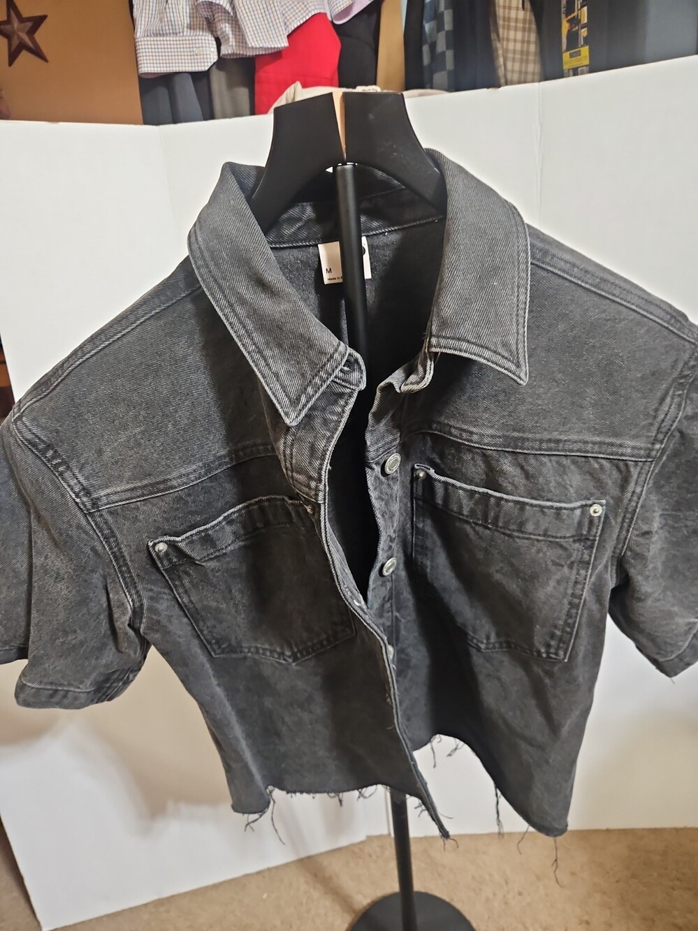 So Short Sleeve Denim Jacket M Womens